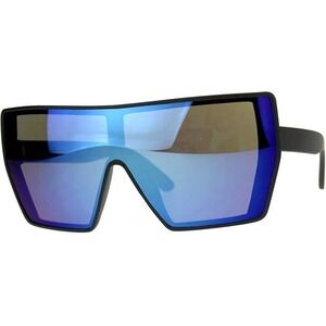 Shield Sunglasses Mirrored Lens Visor Flat‎ Top Futuristic Fashion Shades Lentes